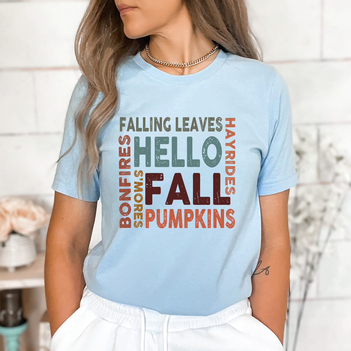 Hello Fall (Falling Leaves) - Bella Canvas