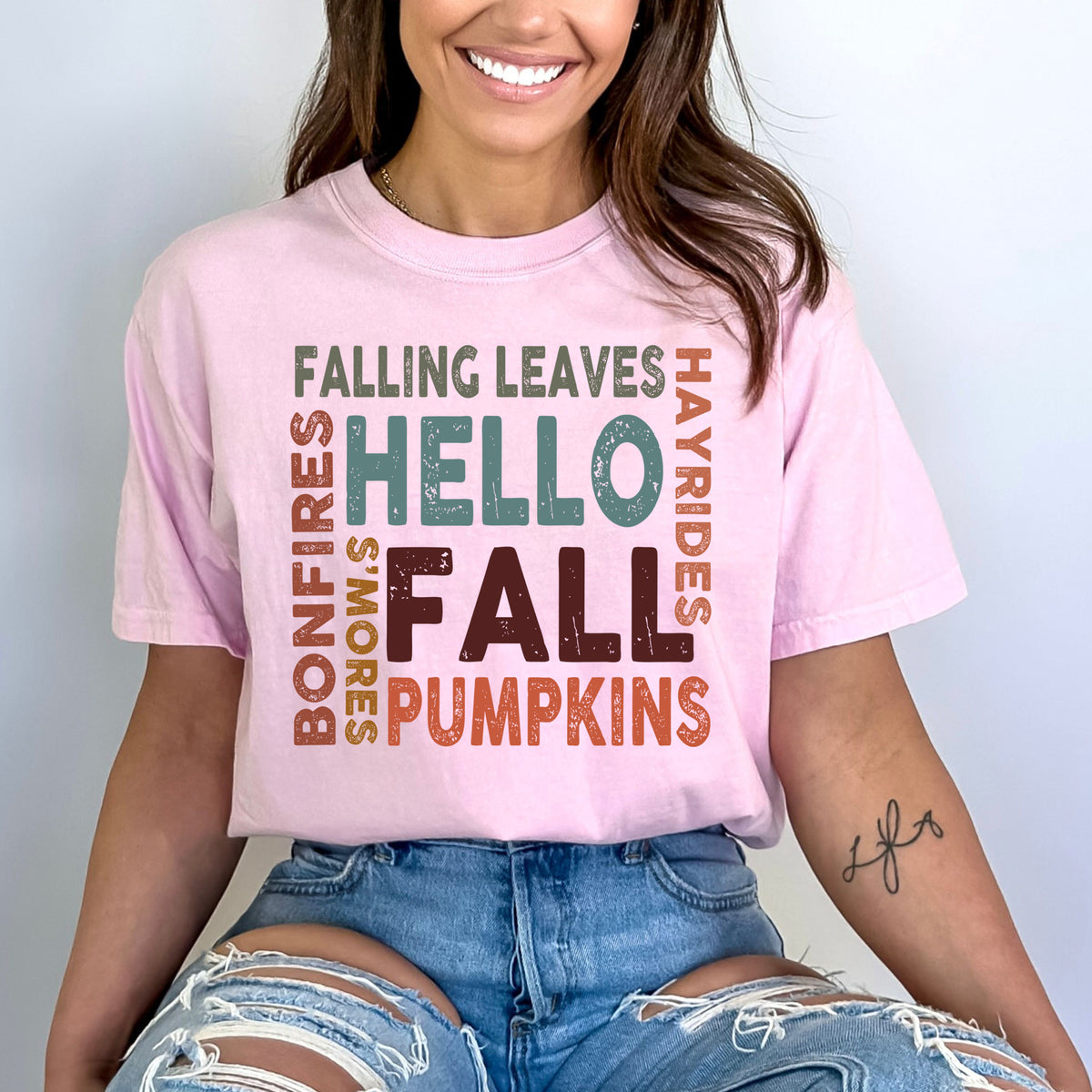 Hello Fall (Falling Leaves) - Bella Canvas