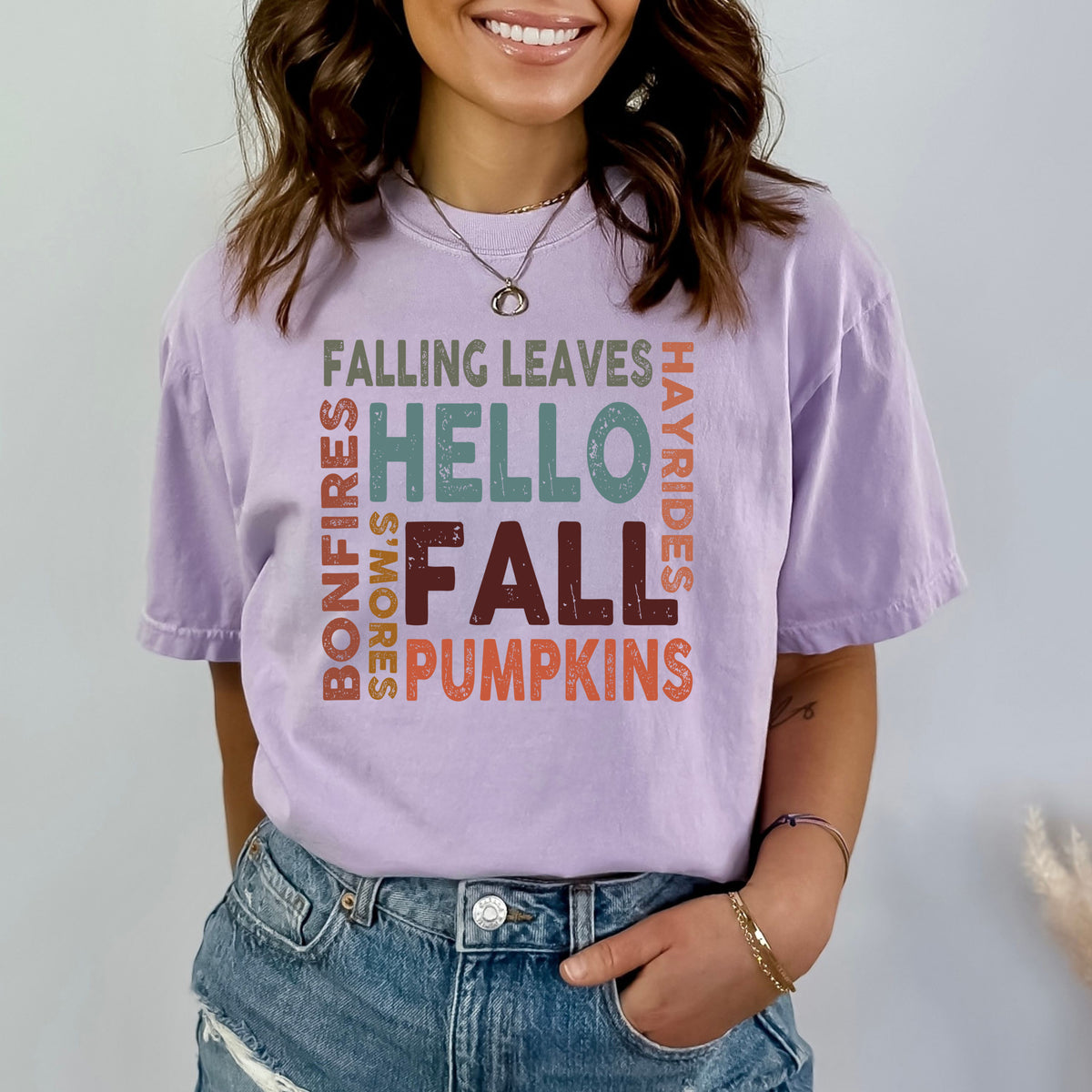 Hello Fall (Falling Leaves) - Bella Canvas