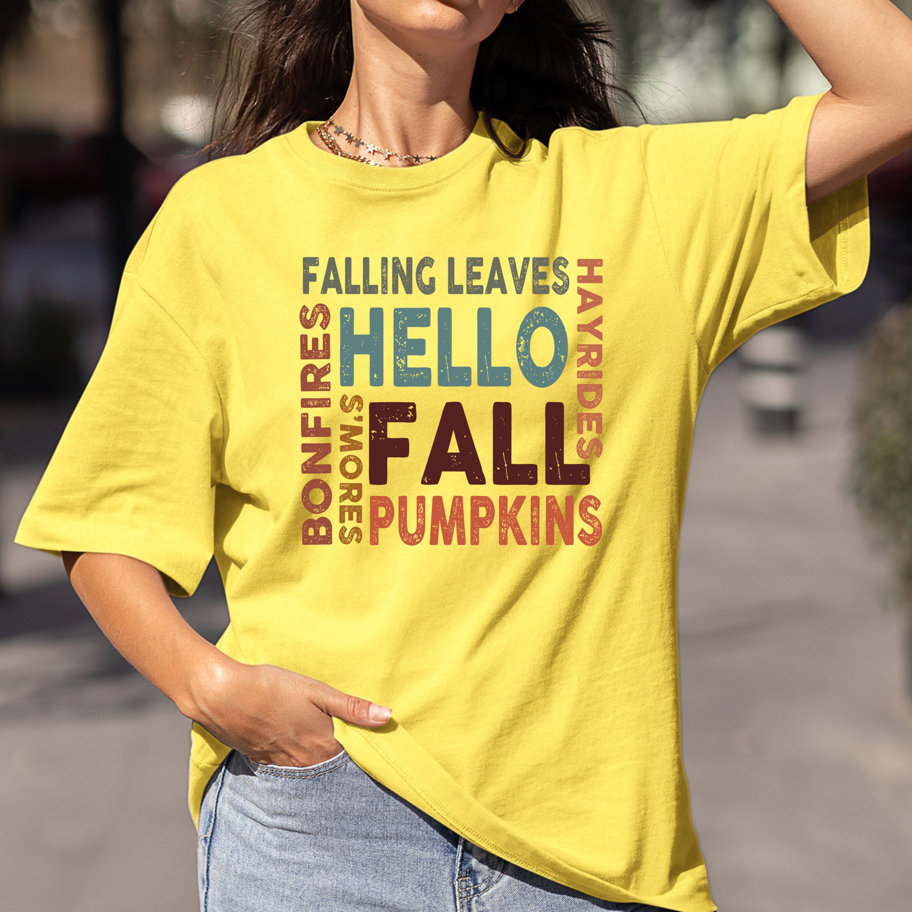 Hello Fall (Falling Leaves) - Bella Canvas