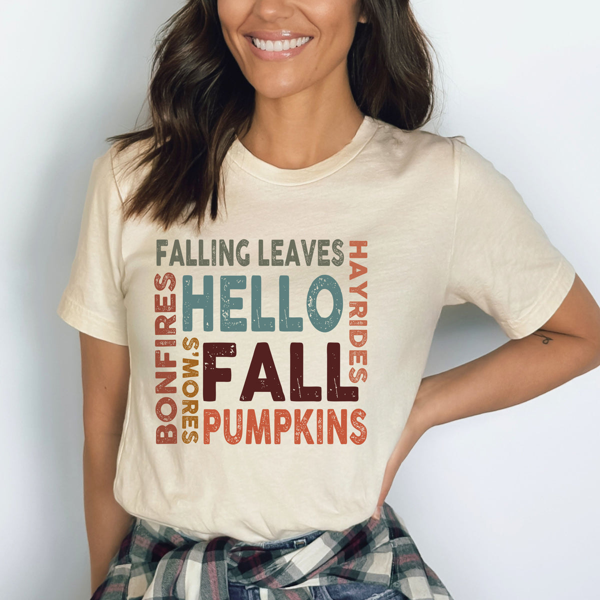 Hello Fall (Falling Leaves) - Bella Canvas
